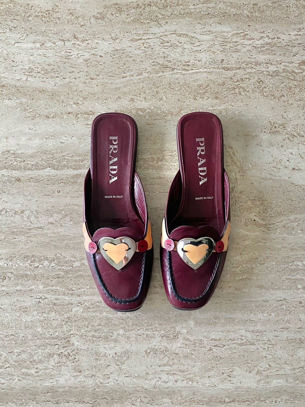 Vintage Prada Heart Mule Loafers
